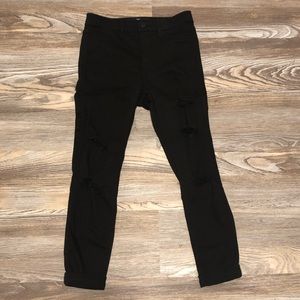 Black distressed hi-rise crop jeggings